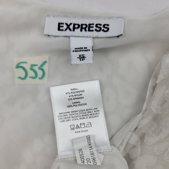 Express winter white velvet snow lepord faux wrap puff shoulder peblum top - Picture 8 of 8